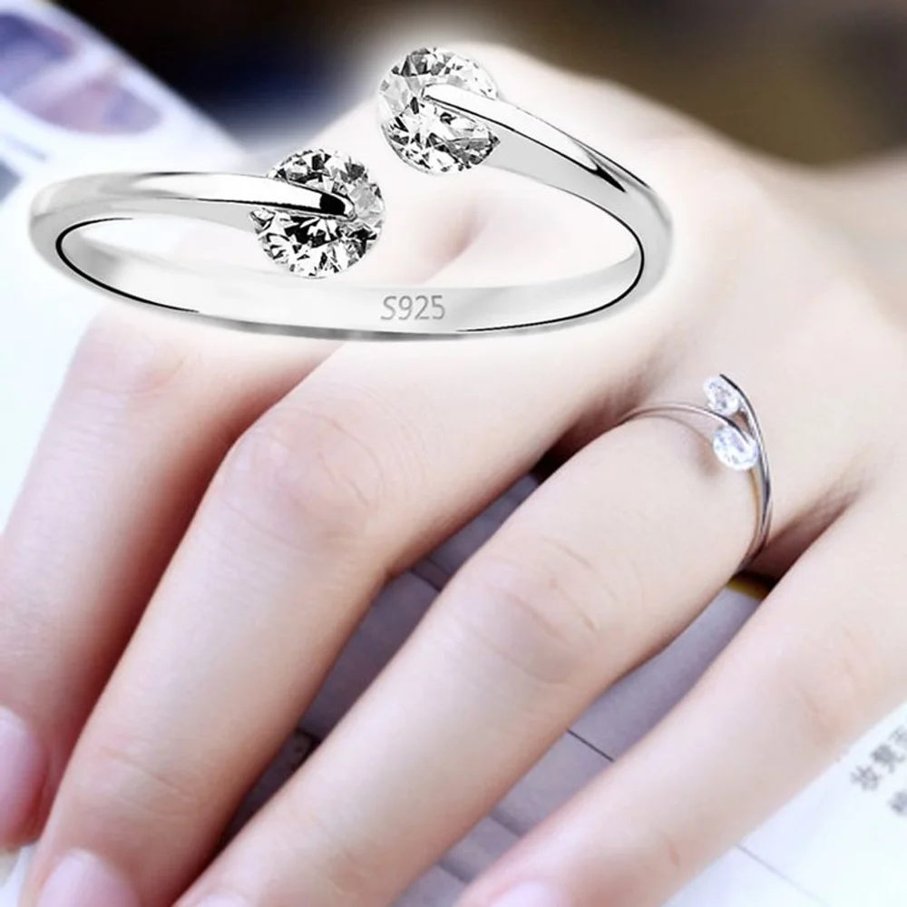 NEW Simulated Diamond Bypass Ring | White Gold Plated Sterling‎ Silver